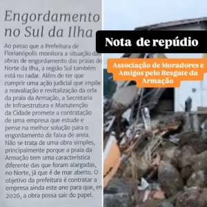 Leia mais sobre o artigo Associação de Moradores publica nota de repúdio e comunidade cobra soluções para a Praia da Armação