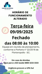Leia mais sobre o artigo Centro de Saúde do Alto Ribeirão terá atendimento interrompido nesta terça-feira para reunião de equipe