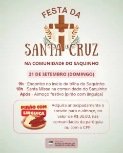 Leia mais sobre o artigo Comunidade do Saquinho celebra Festa de Santa Cruz no dia 21 de setembro