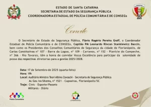 Leia mais sobre o artigo Florianópolis terá solenidade de posse dos Conselhos Comunitários de Segurança