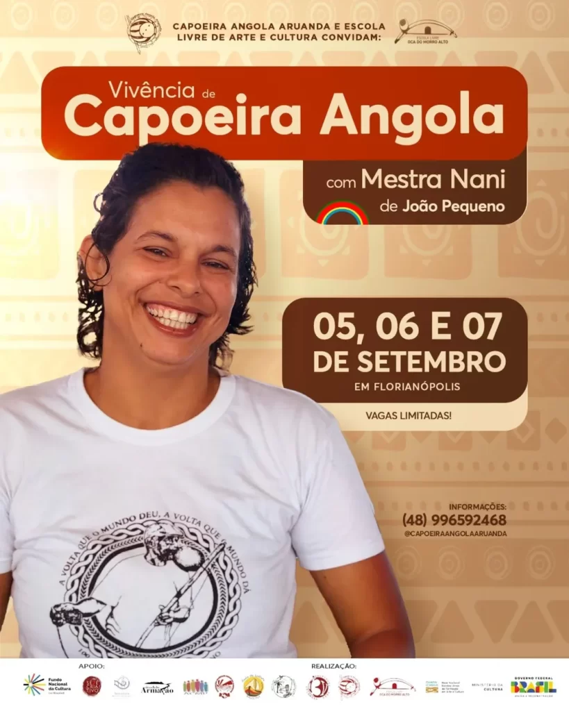 Vivência de Capoeira Angola reúne Mestra Nani e João Pequeno no Ribeirão da Ilha 1