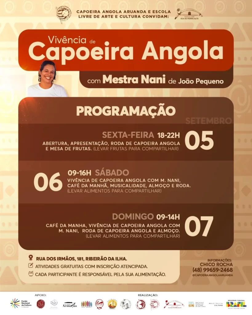 Vivência de Capoeira Angola reúne Mestra Nani e João Pequeno no Ribeirão da Ilha 2