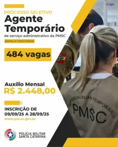 Leia mais sobre o artigo Polícia Militar de Santa Catarina abre inscrições para contratação de Auxiliares Temporários de Serviço Administrativo