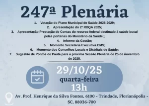 Leia mais sobre o artigo Conselho Municipal de Saúde realiza 247ª Plenária nesta quarta-feira (29)