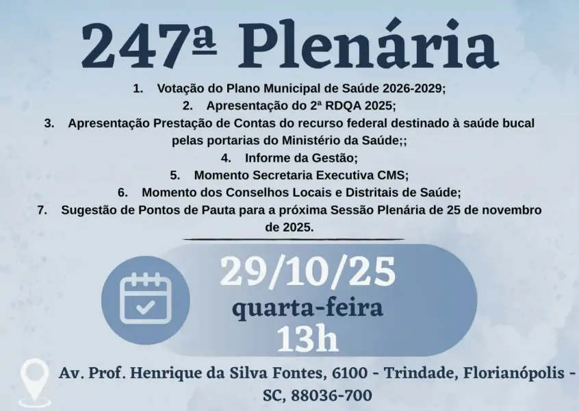 Conselho Municipal de Saúde realiza 247ª Plenária nesta quarta-feira (29) 1