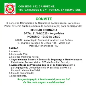 Leia mais sobre o artigo Reunião dos CONSEGs do Sul da Ilha discute segurança e monitoramento comunitário