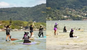 Leia mais sobre o artigo Bruxas trocaram vassouras por pranchas em remada mágica na Lagoa da Conceição, em Florianópolis