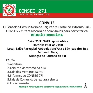 Leia mais sobre o artigo CONSEG 271 realiza reunião para debater segurança após feminicídio na trilha do Matadeiro