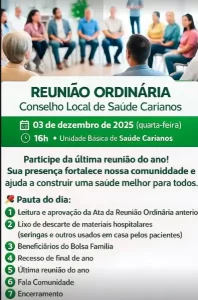 Leia mais sobre o artigo Conselho Local de Saúde do Carianos realiza última reunião do ano nesta quarta-feira