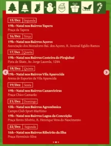 Leia mais sobre o artigo Natal nos Bairros segue com programação especial no Sul da Ilha entre os dias 15 e 22 de dezembro