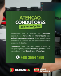 Leia mais sobre o artigo Detran/SC encerra atendimento no Floripa Airport e usuários do Sul da Ilha devem buscar serviços em outras regiões