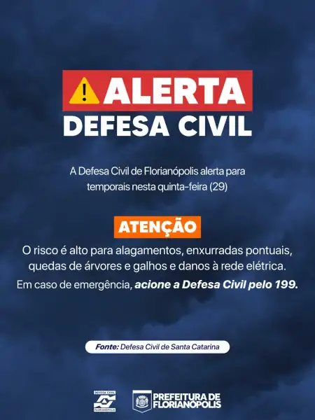 Florianópolis entra em Alerta Laranja para temporais nesta quinta-feira (29) 1