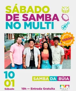 Leia mais sobre o artigo Sábado de Samba Especial de Verão anima o MULTI Open Shopping no Rio Tavares