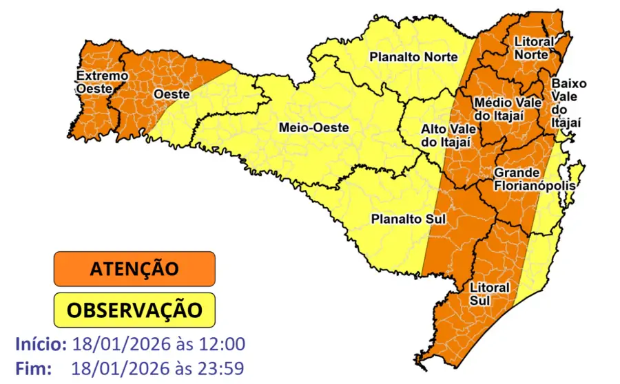 Temporais com chuva intensa entre a tarde e noite de domingo (18) 1