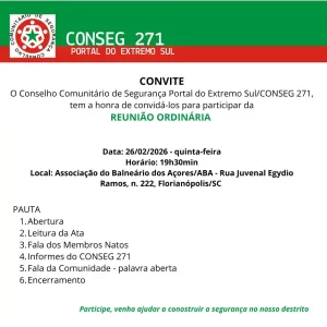 CONSEG 271 convida comunidade do Extremo Sul para reunião ordinária 8