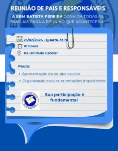 Escola Batista Pereira convoca famílias para reunião de pais e responsáveis em Florianópolis 9