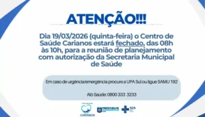 Leia mais sobre o artigo Centro de Saúde do Carianos terá atendimento suspenso na manhã de quinta-feira (19)