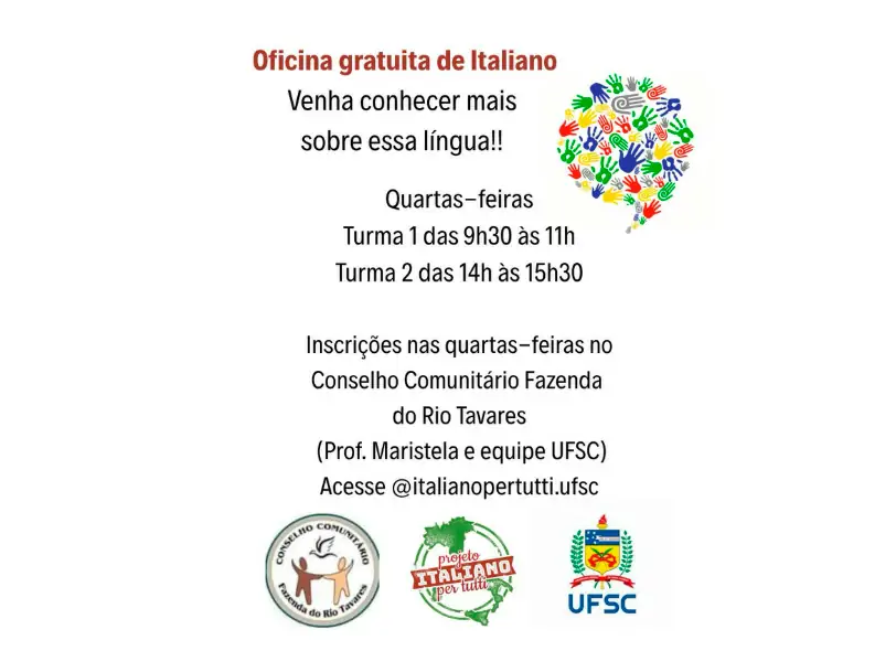 Comunidade da Fazenda do Rio Tavares recebe aulas gratuitas de italiano para crianças 1 Comunidade da Fazenda do Rio Tavares recebe aulas gratuitas de italiano para crianças 1