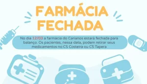 Leia mais sobre o artigo Farmácia do Centro de Saúde do Carianos estará fechada no dia 12 de março para balanço