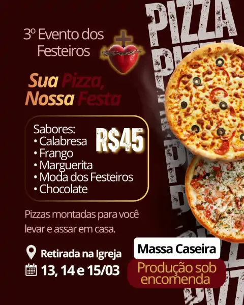 Festeiros do Sagrado Coração de Jesus promovem ação Nossa Pizza, Nossa Festa no Sul da Ilha 1