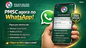 Leia mais sobre o artigo PMSC lança canal oficial no WhatsApp para divulgar serviços e notícias