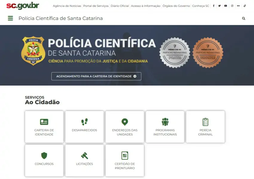 Polícia Científica de Santa Catarina lança novo site para agendamento da Carteira de Identidade Nacional 1