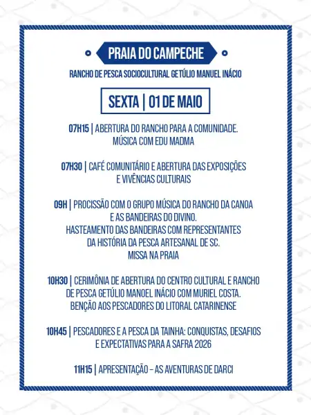 Abertura da Safra da Tainha 2026 terá programação cultural, religiosa e comunitária no Campeche e Moçambique 5