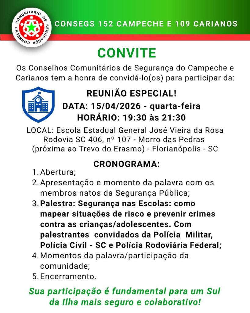 CONSEGs do Campeche e Carianos realizam reunião com foco na segurança nas escolas 1