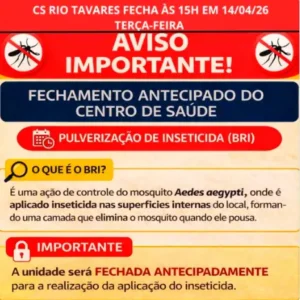 Leia mais sobre o artigo Centro de Saúde do Rio Tavares fecha mais cedo para ação contra o mosquito da dengue