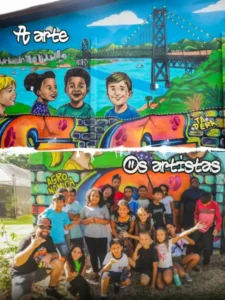 Crianças participam da criação de mural no Jardim Botânico em homenagem à Ponte Hercílio Luz 8