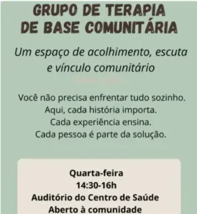 Leia mais sobre o artigo Grupo de Terapia de Base Comunitária oferece espaço de acolhimento, escuta e fortalecimento de vínculos na Armação
