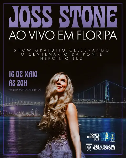 Show internacional gratuito com Joss Stone celebra 100 anos da Ponte Hercílio Luz em Florianópolis 1