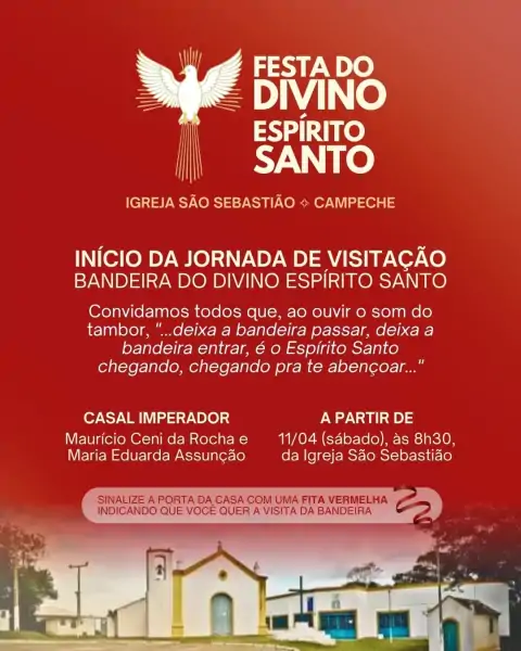 Visitação da Bandeira do Divino Espírito Santo inicia neste sábado no Campeche 1