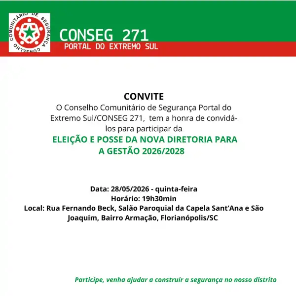 CONSEG 271 Portal do Extremo Sul realiza eleição e posse da nova diretoria nesta quinta-feira 1 CONSEG 271 Portal do Extremo Sul realiza eleição e posse da nova diretoria nesta quinta-feira 1