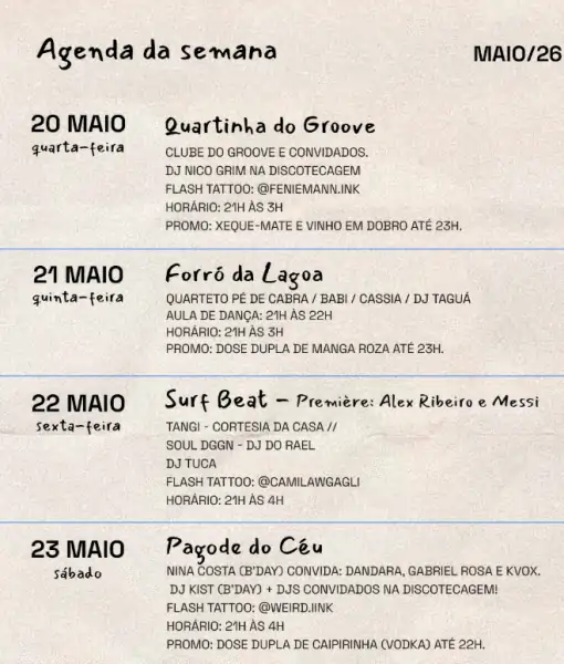 Céu de Floripa divulga programação da semana com música, forró, pagode e Surf Beat 1