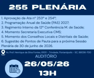 Conselho Municipal de Saúde de Florianópolis realiza 255ª Plenária no dia 26 de maio 12