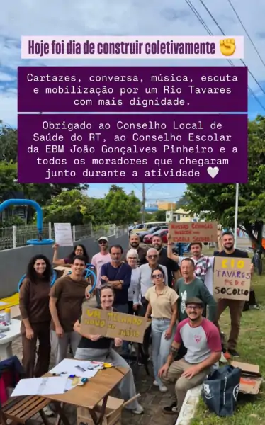 Mobilização no Rio Tavares reúne moradores e entidades comunitárias nesta terça-feira 1 Mobilização no Rio Tavares reúne moradores e entidades comunitárias nesta terça-feira 1