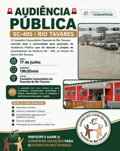 Audiência Pública vai discutir projeto de elevação da SC-405 no Rio Tavares 1