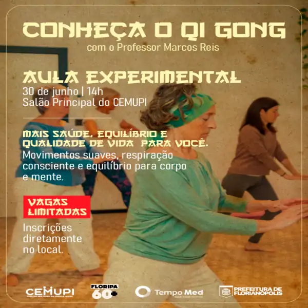 CEMUPI oferece aula experimental gratuita de Qi Gong para pessoas com 60 anos ou mais 1