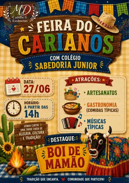 Carianos recebe Feira Junina com gastronomia, artesanato e apresentação do Boi de Mamão 1