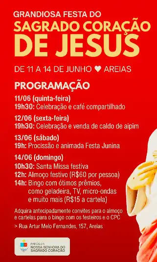 Comunidade das Areias realiza Festa do Sagrado Coração de Jesus entre os dias 11 e 14 de junho 1