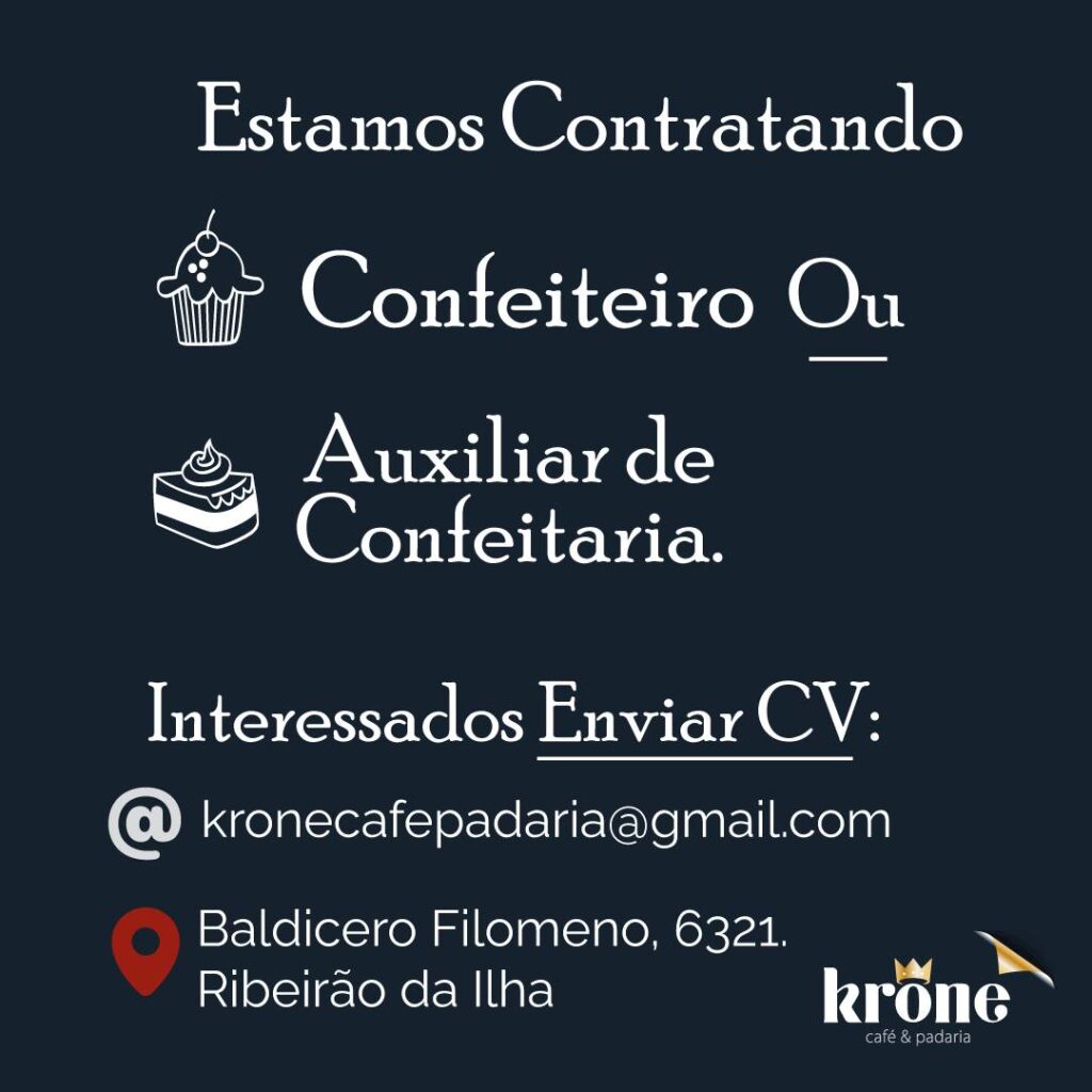 CONFEITEIRO(A) OU AUXILIAR DE CONFEITARIA – RIBEIRÃO DA ILHA 1