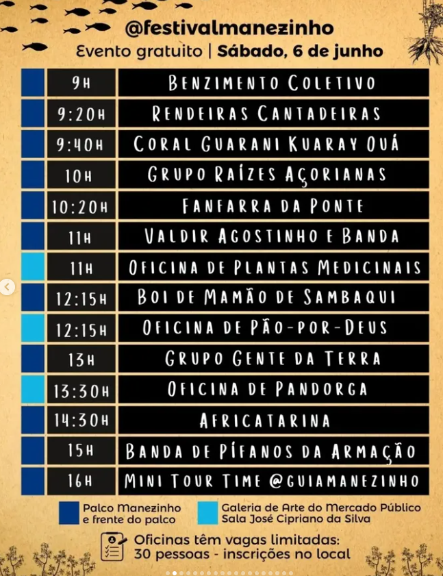 Festival Manezinho 2026 celebra a cultura da Ilha com programação gratuita neste sábado 1