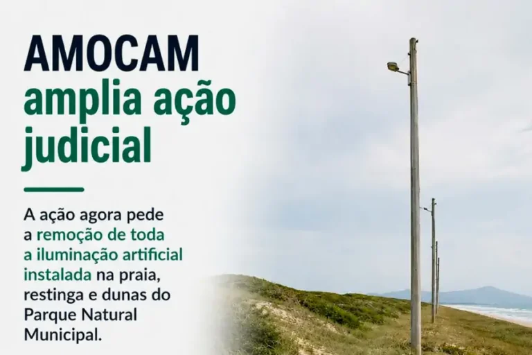 AMOCAM amplia ação judicial contra iluminação artificial na restinga da Praia do Campeche