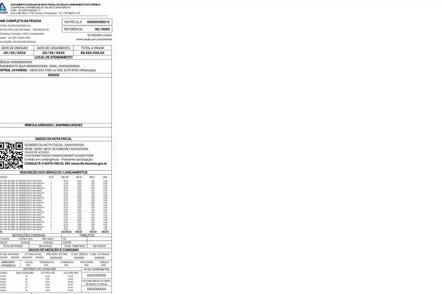 Conta de água da CASAN passa a ser emitida como nota fiscal eletrônica a partir de agosto 1 Conta de água da CASAN passa a ser emitida como nota fiscal eletrônica a partir de agosto 1