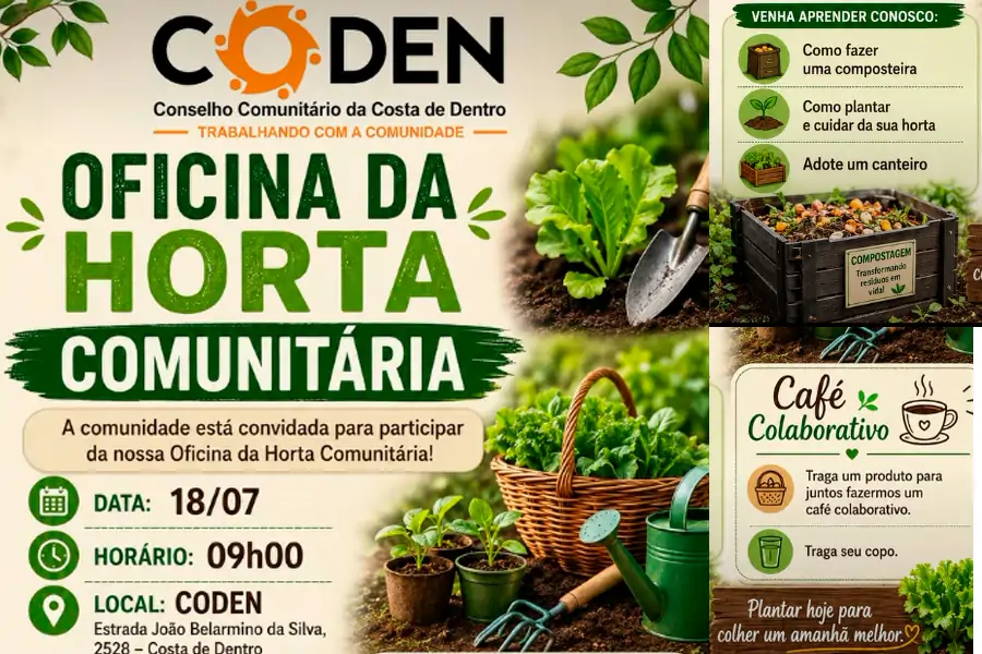 Oficina da Horta Comunitária convida moradores da Costa de Dentro para manhã de aprendizado e integração 1 Oficina da Horta Comunitária convida moradores da Costa de Dentro para manhã de aprendizado e integração 1