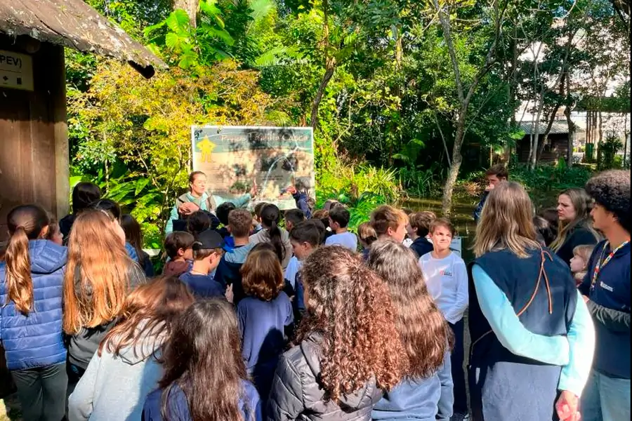 Alunos participam de atividade sobre decomposição no Parque Ecológico do Córrego Grande 1
