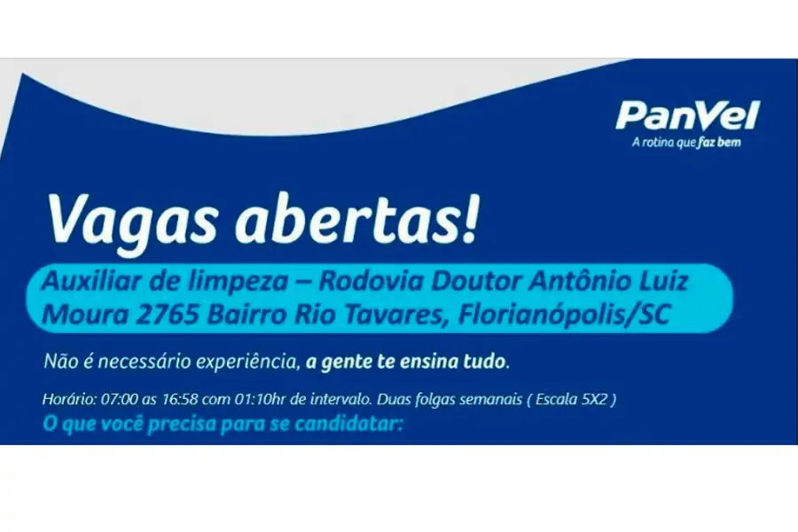 Atendente de Loja e Auxiliar de Limpeza | Rio Tavares 1