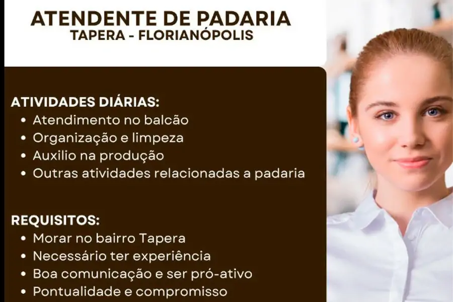 Atendente de Padaria – Tapera 1 Atendente de Padaria – Tapera 1