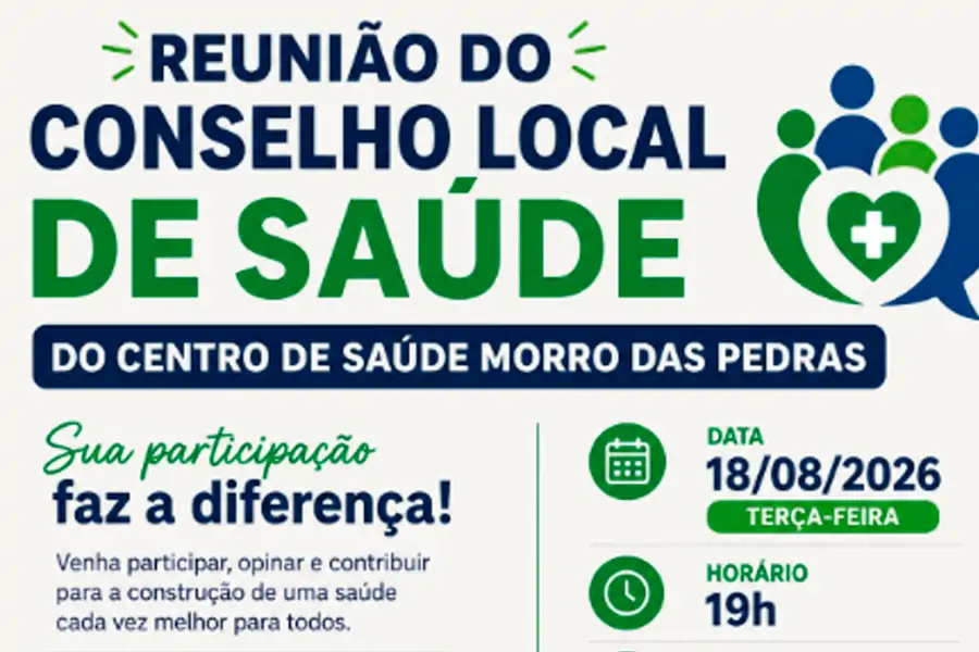 Reunião do Conselho Local de Saúde do Morro das Pedras é transferida para terça-feira 1